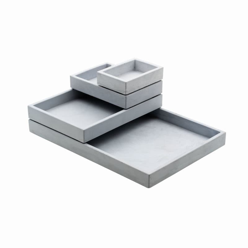 Batromm Trays for Organization and Order in your Toilet or Bathroom made of grey concrete and oak wood by Gutmann - Design.