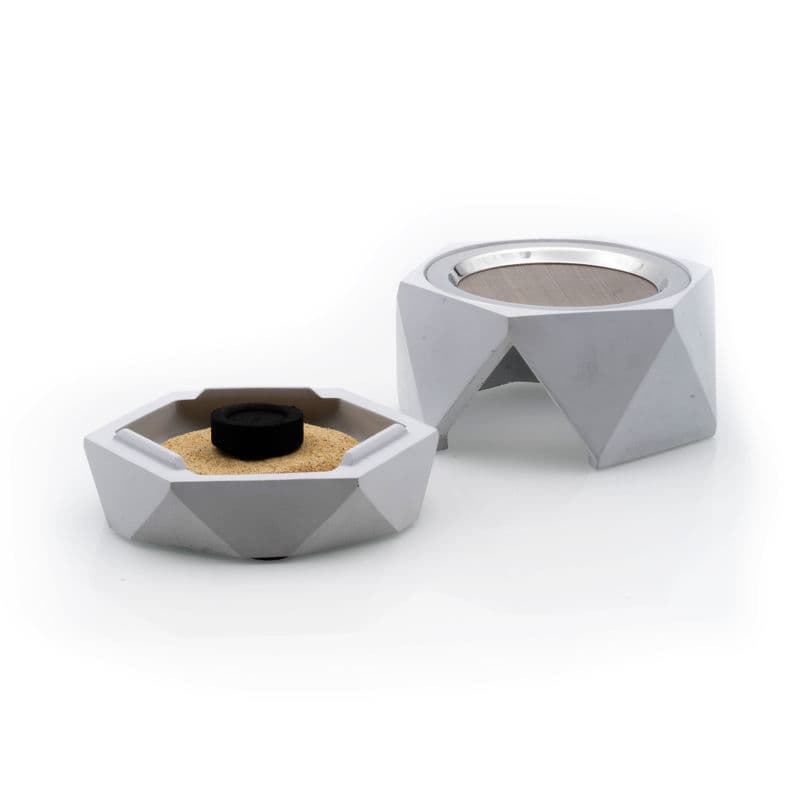 Modern Elegant and Puristic Decorative Charcoal Screen Incense Burner made of concrete versatile in use with tealight or charcoal handmade in Germany.
