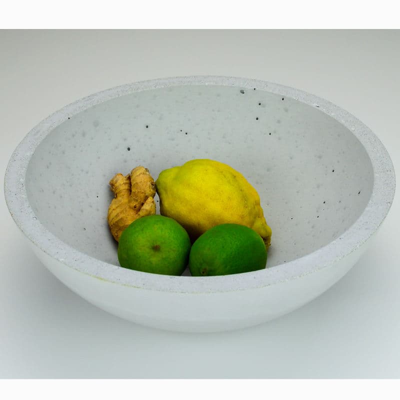 Decorative bowl hemisphere made of grey concrete for fruit and vegetables, handmade in Germany.