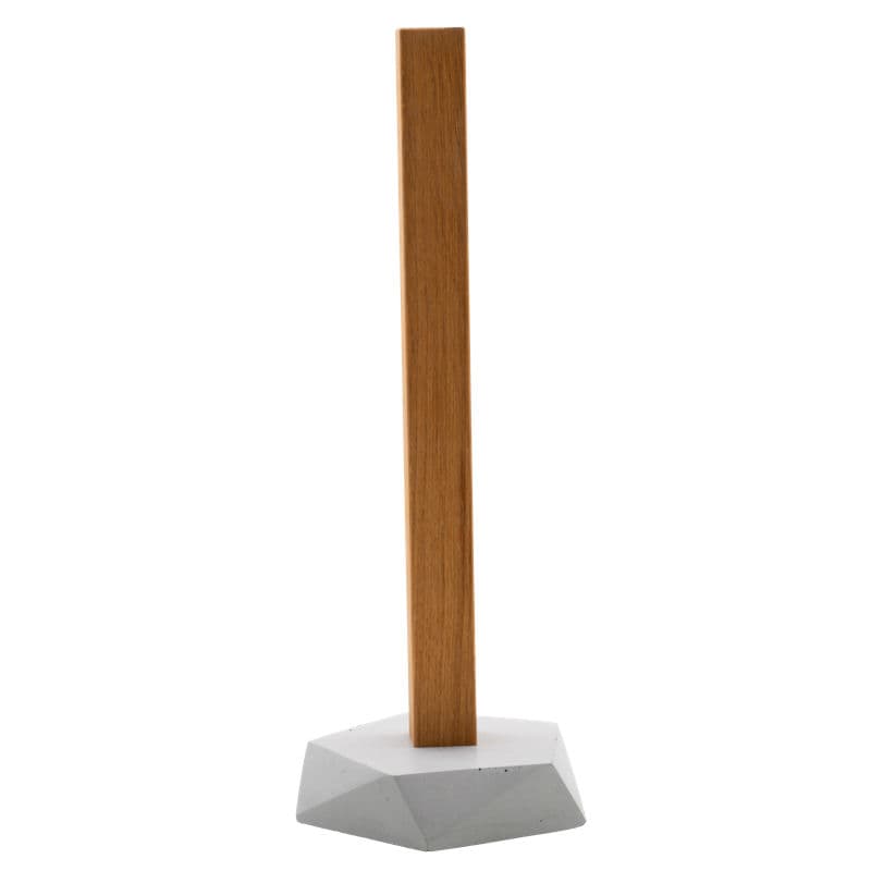 Elegant Design Paper Towel Holder Grey Concrete and Oak Wood Kitchen Roll Holder, Premium Quality, One-Handed Operation Countertop Dispenser with Weighted Base.