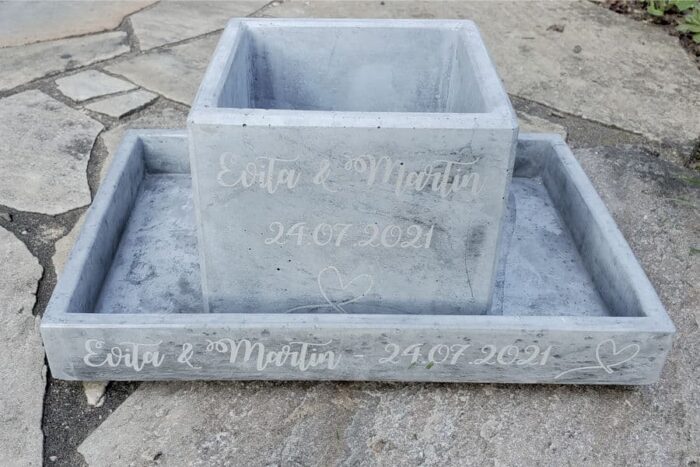 Hochzeitdeko aus Beton Individuell mit WOW Effekt