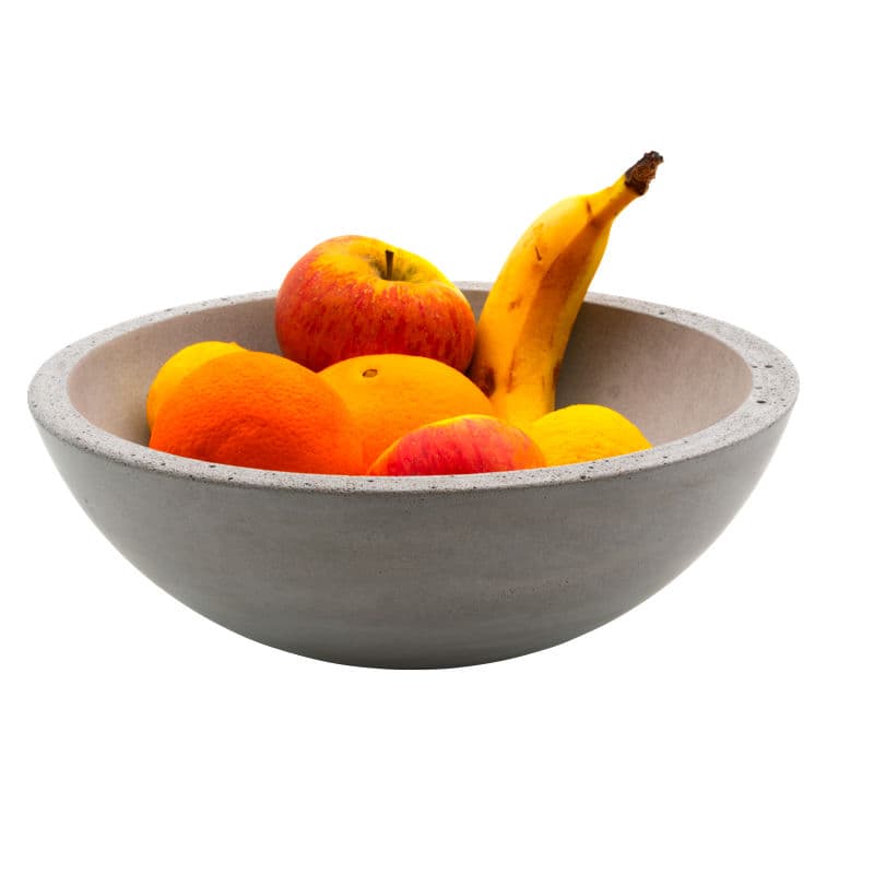 Grey concrete fruit basket for your contertop or desk or reception area.