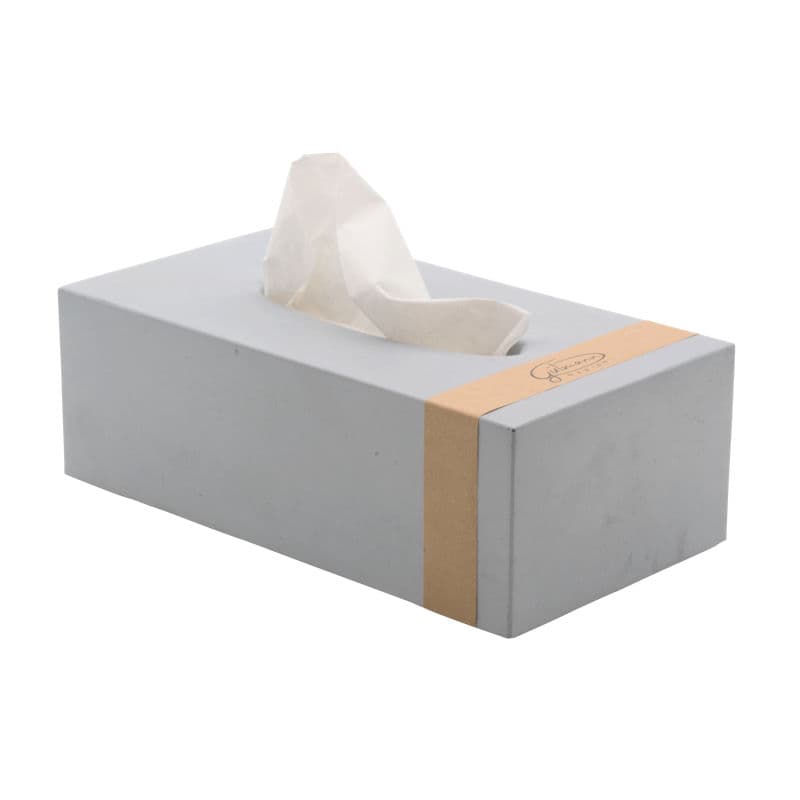 Puristic Tissue box Cover made of grey concrete in Germany.