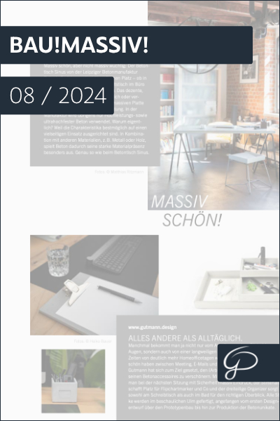 Gutmann Design ist im Architekturmagazin Bau!Massiv!